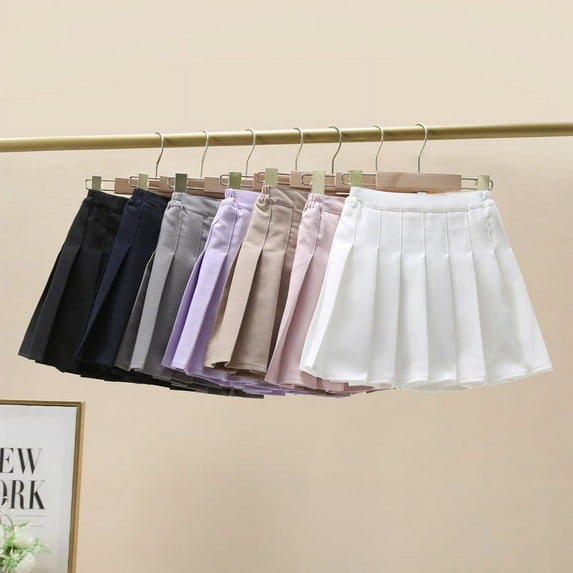 Uccdo 2-12Y Girls Pleated Mini Skirts with Lining Shorts School Uniform Skirt Tennis Skirts Skater Skorts