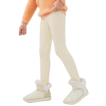Uccdo 2-13Y Toddler Big Girls Winter Warm Thicken Fleece Leggings Kids Solid Color Tights Skinny Pants