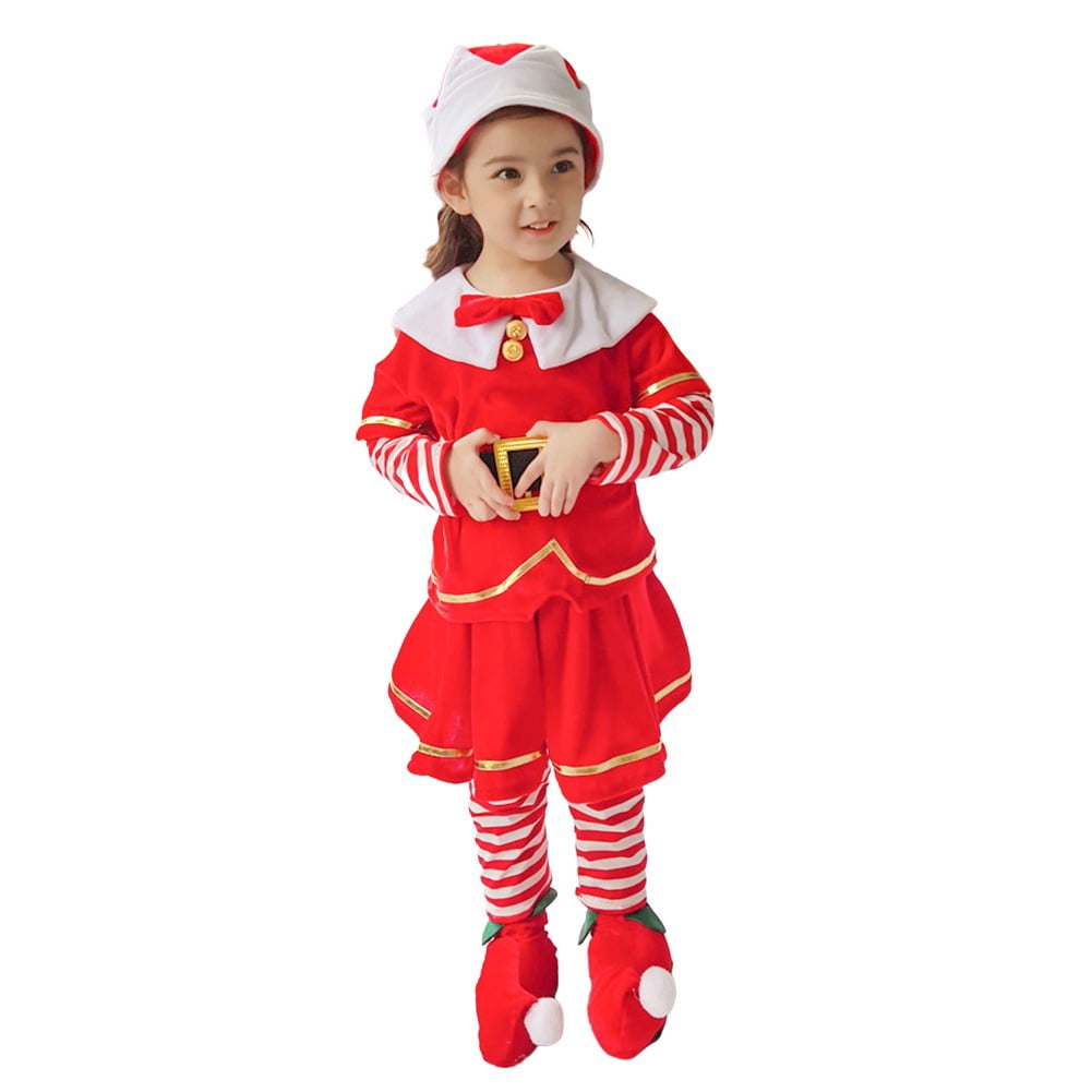 Adult Kids Elf Outfit Christmas Family Costumes