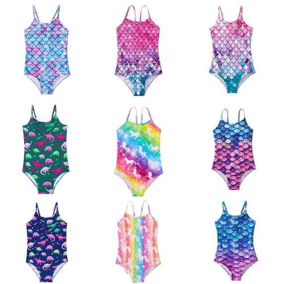 Uccdo 2-8Y Little Girls One-Piece Swimsuits Bathing Suit Toddler Princess Strap Bikini Beach Wear