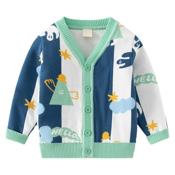 Uccdo 2-9T Little Boys Girls Button Down Sweaters Kids Cotton V-Neck Knit Cardigan Jackets Outerwear
