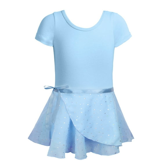 Uccdo 2-9T Toddler Little Girls Gymnastics Skirted Leotards Ballet Tutu Dance Dress Leotard With Sequins Wrap Skirt