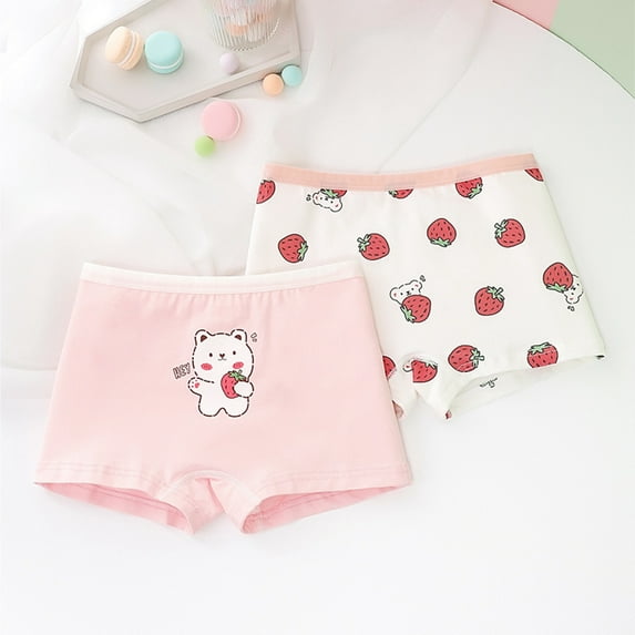 Uccdo 2 Packs Toddler Little Girls Cotton Underwear Hipster Briefs Big Girls Cute Printed Undies Panties, 3-11T