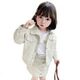 thumbnail image 1 of Uccdo 2Pcs Kids Girls Denim Jacket+Mini Skirt Outfit Set Children Casual Long Sleeve Top+A Line Skirt 3-8T, 1 of 5
