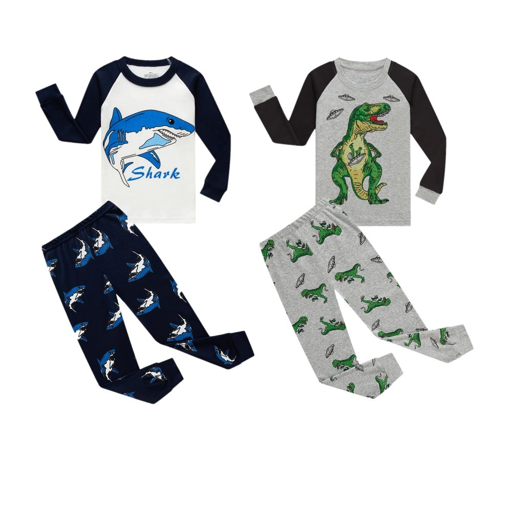 Uccdo 2Pcs Little Boys Pajamas Sets, Toddler Kids Pjs Clothes Long