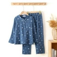 thumbnail image 1 of Uccdo 2Pcs Little Girls Boys Cotton Long Sleeve Pajamas Set Kids Button Down Printed Sleepwear Nightwear Loose Fit 3-10 Years, 1 of 7