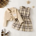 thumbnail image 1 of Uccdo 2Pcs Toddler Baby Boys Girls Brother and Sister Matching Outfits Set Kids Plaid Shirt Jacket Top + Sleeveless Dress 18M-6T, 1 of 8