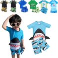 thumbnail image 1 of Uccdo 2Pcs Toddler Boys Swimsuit Kids Cartoon Swimwear Bathing Suit Beachwear 1-5T, 1 of 7
