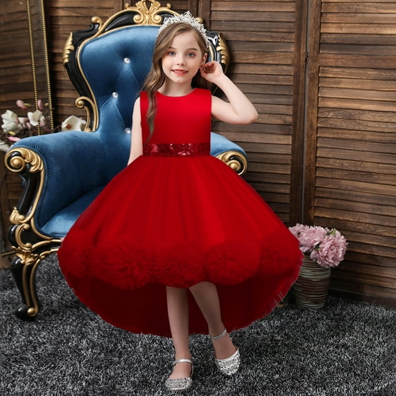 Uccdo 3-10T Girls Sleeveless Dresses Wedding Prom Dress, Flower Girl Tulle Pageant Ball Gown Party Swing Dress