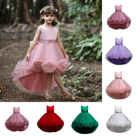 Uccdo 3-10T Girls Sleeveless Dresses Wedding Prom Dress, Flower Girl Tulle Pageant Ball Gown Party Swing Dress