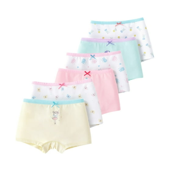 Uccdo 3-11T Girls Cotton Underwear Hipster Briefs Toddler Big Girls Cute Printed Undies Panties, 6 Packs