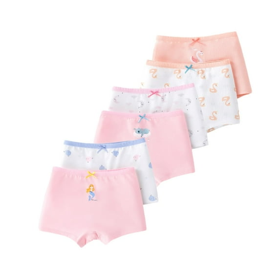 Uccdo 3-11T Girls Cotton Underwear Hipster Briefs Toddler Big Girls Cute Printed Undies Panties, 6 Packs