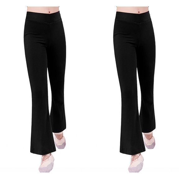 Uccdo 3-14T Teens Girls Yoga Pants High Waisted Flare Leggings Activewear Kids Casual Bell Bottoms Pants, 2-Pack