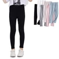thumbnail image 1 of Uccdo 3-15Y Girls Casual Summer Leggings Solid Crop Leggings Stretch Tights Pants for School Wearing, Black, 1 of 8