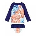 thumbnail image 1 of Uccdo 3-9Y Girls Two-Pieces Rash Guards Swimsuit Long Sleeve Floral Swim Shirts+Ruffled Bottoms Bathing Suit, 1 of 4