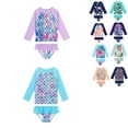 thumbnail image 1 of Uccdo 3-9Y Girls Two-Pieces Rash Guards Swimsuit Long Sleeve Floral Swim Shirts+Ruffled Bottoms Bathing Suit, 1 of 5