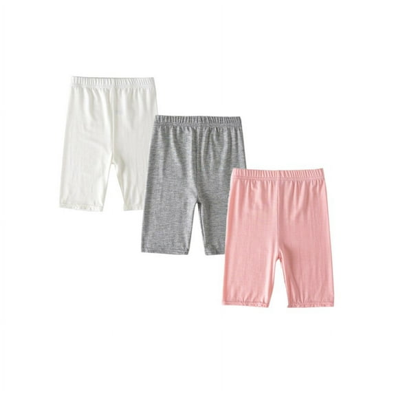 Uccdo 3 Packs Little Girls Summer Solid Leggings Capris Modal 1/2 Pants, Toddler Sports Dance Shorts Half Legggings 3-10 Years
