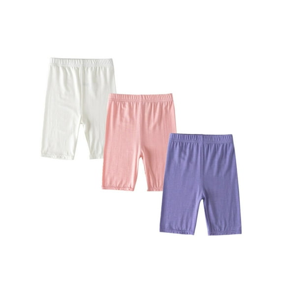 Uccdo 3 Packs Little Girls Summer Solid Leggings Capris Modal 1/2 Pants, Toddler Sports Dance Shorts Half Legggings 3-10 Years