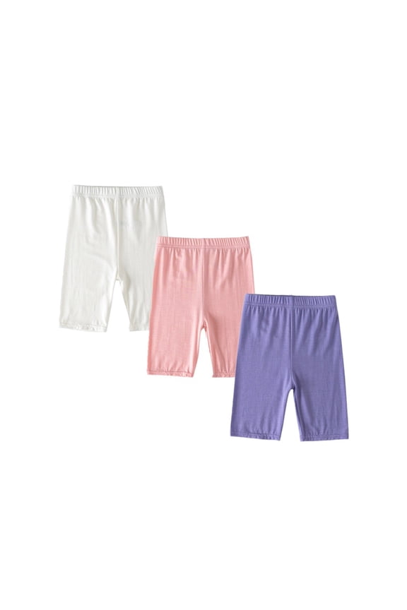 3 Packs Little Girls Summer Solid Leggings Capris Modal 1/2 Pants, Toddler Sports Dance Shorts Half Legggings 3-10 Years