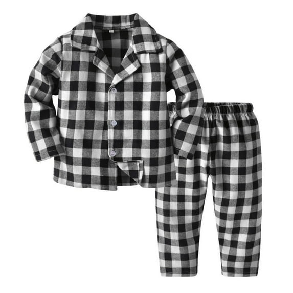 Uccdo 3M-5T Toddler Baby Boys Girls Brother & Sister Matching Outfits Set Plaid Shirts Top + Pant 2Pcs Kids Christmas Pajamas Sleepwear Set