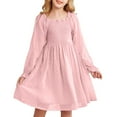 thumbnail image 1 of Uccdo 4-13T Girls Casual Chiffon Long Sleeve A-line Dress, Teens Girl Square Neck Tulle Ruffle Midi Dresses Princess Party Dress, 1 of 4