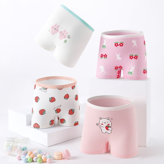 Uccdo 4 Packs Toddler Little Girls Cotton Underwear Hipster Briefs Big Girls Cute Printed Undies Panties, 3-11T