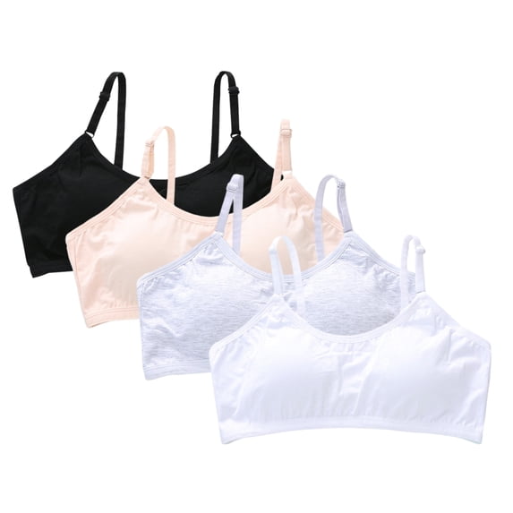 Uccdo 5 Packs Girls Casual Padded Training Bras Cami Crops Everyday Bras with 3 Row Buckle, 9-16T