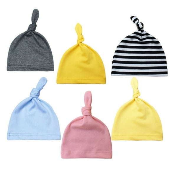 Uccdo 6 Pack Baby Boys Girls Soft Beanies Caps Newborn Baby Cotton Knotted Hats, 0-6 Months
