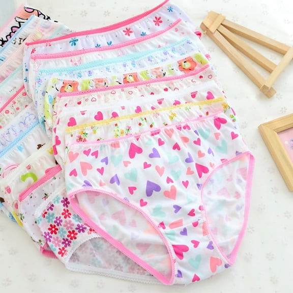 Uccdo 6 Pack Kids Toddler Underpants Children Girls Cotton Print Briefs Panties, 0-12Y, Random Color