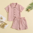 thumbnail image 1 of Uccdo 6M-4T Toddler Baby Boys Girls Summer Outfits with Pockets Button-Down Shirt Tops + Shorts Set, 1 of 5