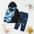 thumbnail image 1 of Uccdo 6M-5T Toddler Boys Casual Back to School Outfits Hooded Sweatshirts + Denim Pants Set Little Boys Tracksuits Clothes, 1 of 8