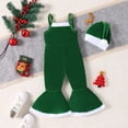 thumbnail image 1 of Uccdo 6M-5T Toddler Girl Christmas Jumpsuit + Santa Claus Hat, Baby Girls Bell Bottoms Romper Velvet Flared Overalls Suspender Pants, 1 of 8