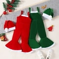 thumbnail image 1 of Uccdo 6M-5T Toddler Girl Christmas Jumpsuit + Santa Claus Hat, Baby Girls Bell Bottoms Romper Velvet Flared Overalls Suspender Pants, 1 of 8
