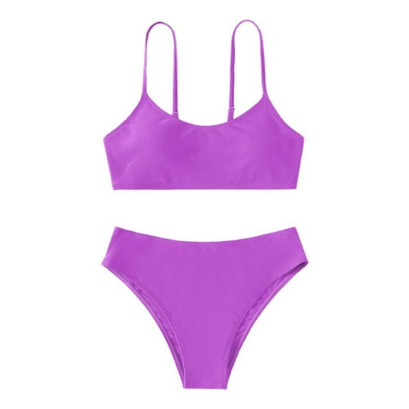 Uccdo 7-14T Girls Summer Bikinis Swimsuit, Big Girls Two-Piece Solid Color Bathing Suit Swimwear For Spring Break, Beachwear, Water Park, Size 7-14 Years