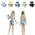 thumbnail image 1 of Uccdo 8-12T Girls Swimsuits, Big Girls Solid Bikinis Bathing Suit, Little Girls Floral Tie Dye Bikini Swimsuit + Cover Up Skirts, 3 Pieces, Size 8-12 Years, 1 of 8