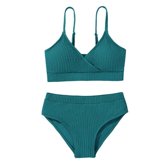 Uccdo 8-13T Girls Summer Swimsuits, Teenager Big Girls Solid Bikinis Bathing Suit, 2 Pieces, Size 8-13 Years
