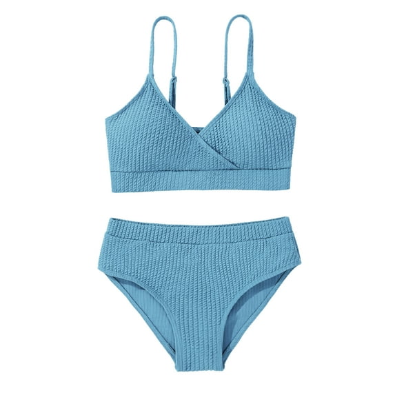 Uccdo 8-13T Girls Summer Swimsuits, Teenager Big Girls Solid Bikinis Bathing Suit, 2 Pieces, Size 8-13 Years