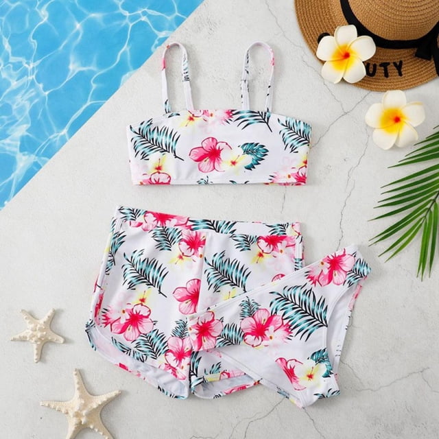Uccdo 8-14Y Girls Swimsuits, Big Girls Floral Bikinis, Little Girl