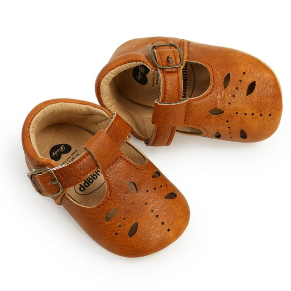 Uccdo Baby Boys Girls Soft Sole Flats Newborn PU Leather First Walker Hallow Out Cirb Shoes 0-18M