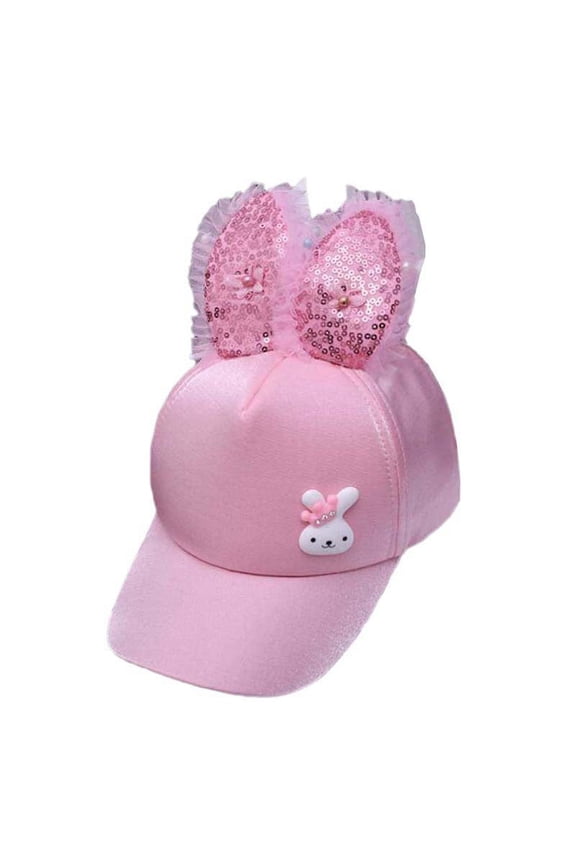 Baby Girls Sequins Sun Hats Child Casual Rabbit Ear Design Adjustable Visors Cap 1-3T