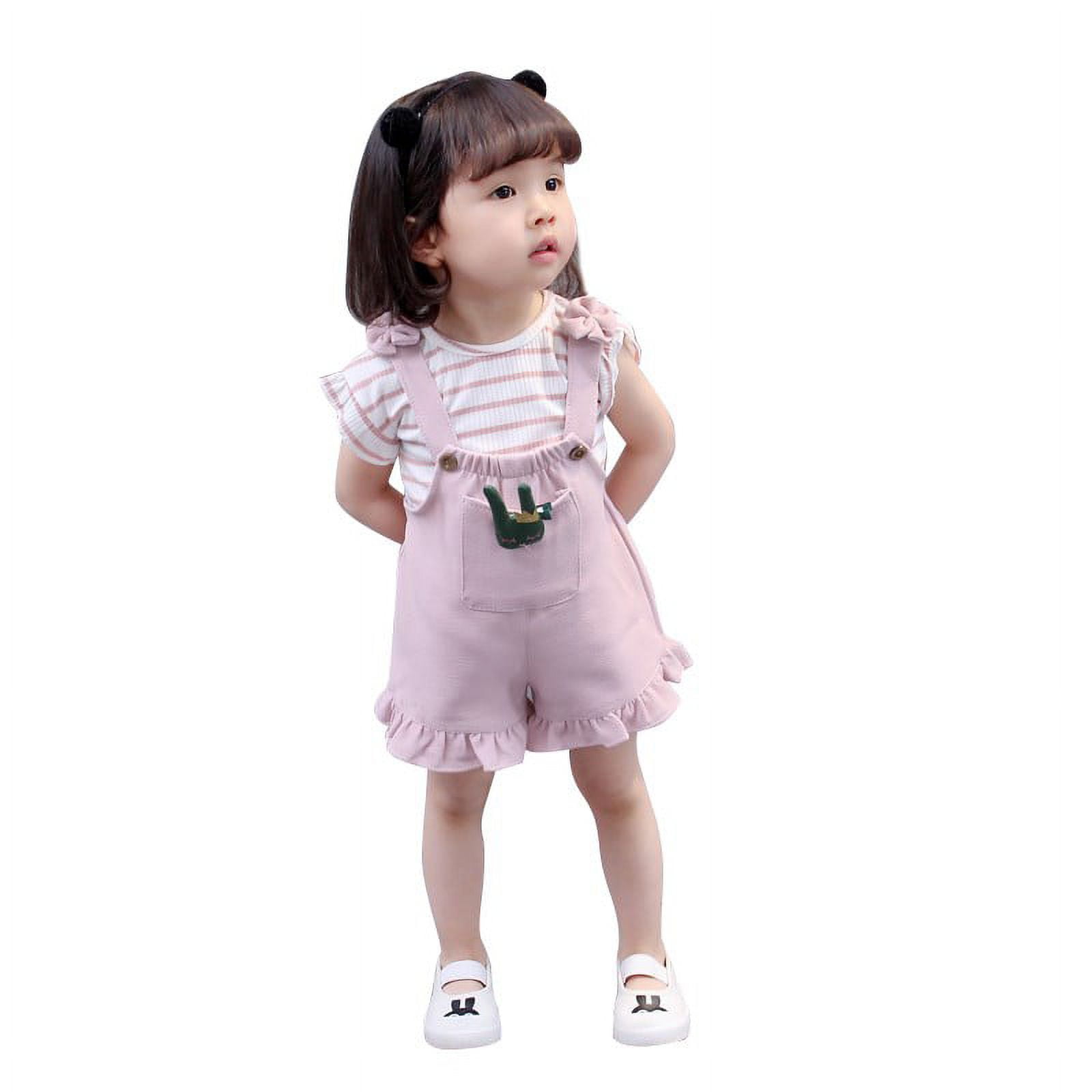 Uccdo Baby Girls Summer Outfits Set Kids Striped T-Shirts+Cartoon ...