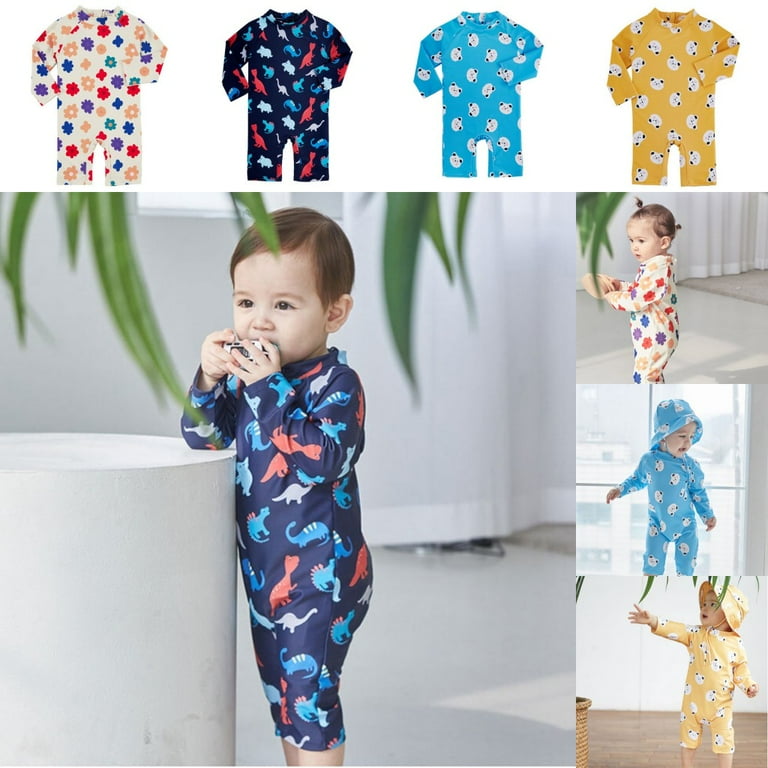 Uccdo Baby Toddler Boys Girls One Piece Swimsuits Rash Guards Swimwear Kids Long Sleeve Bathing Suit Surfing Suit Size 1 7T