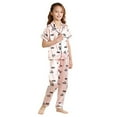 thumbnail image 1 of Uccdo Big Boys Girls Pajamas Sets, Kids Satin Silk Sleepwear Set, Little Gilrs Boys Short Sleeve Pajamas Sets, Children Button Down Tops+Sleep Pants 6-13Y, 1 of 8