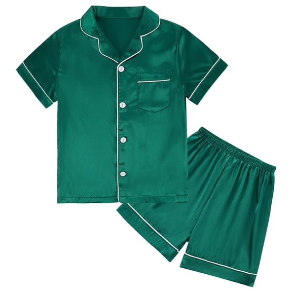 Uccdo Big Boys Girls Pajamas Sets, Little Girl Boy Satin Silk Sleepwear Suit Blouse Sleep Pants, Children's Christmas Pajama Loungewear, 4-14 Years