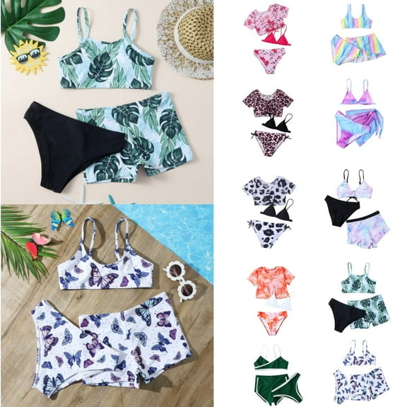 Uccdo Girls Bikinis Swimsuits, Big Girls Beach Bathing Suit Swimwear, 3 Pieces, Size 7-13 Years