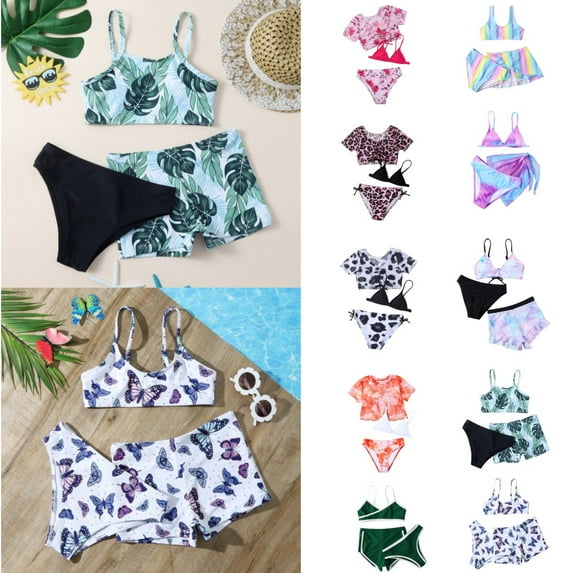 Uccdo Girls Bikinis Swimsuits, Big Girls Beach Bathing Suit Swimwear, 3 Pieces, Size 7-13 Years