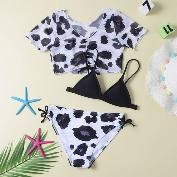 Uccdo Girls Bikinis Swimsuits, Big Girls Beach Bathing Suit Swimwear, 3 Pieces, Size 7-13 Years