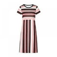 thumbnail image 1 of Uccdo Girls Casual Striped Solid Maxi Dress with Pockets Short Sleeve Holiday Sundress Casual Dresses for 2-10 Years Girls, 1 of 6