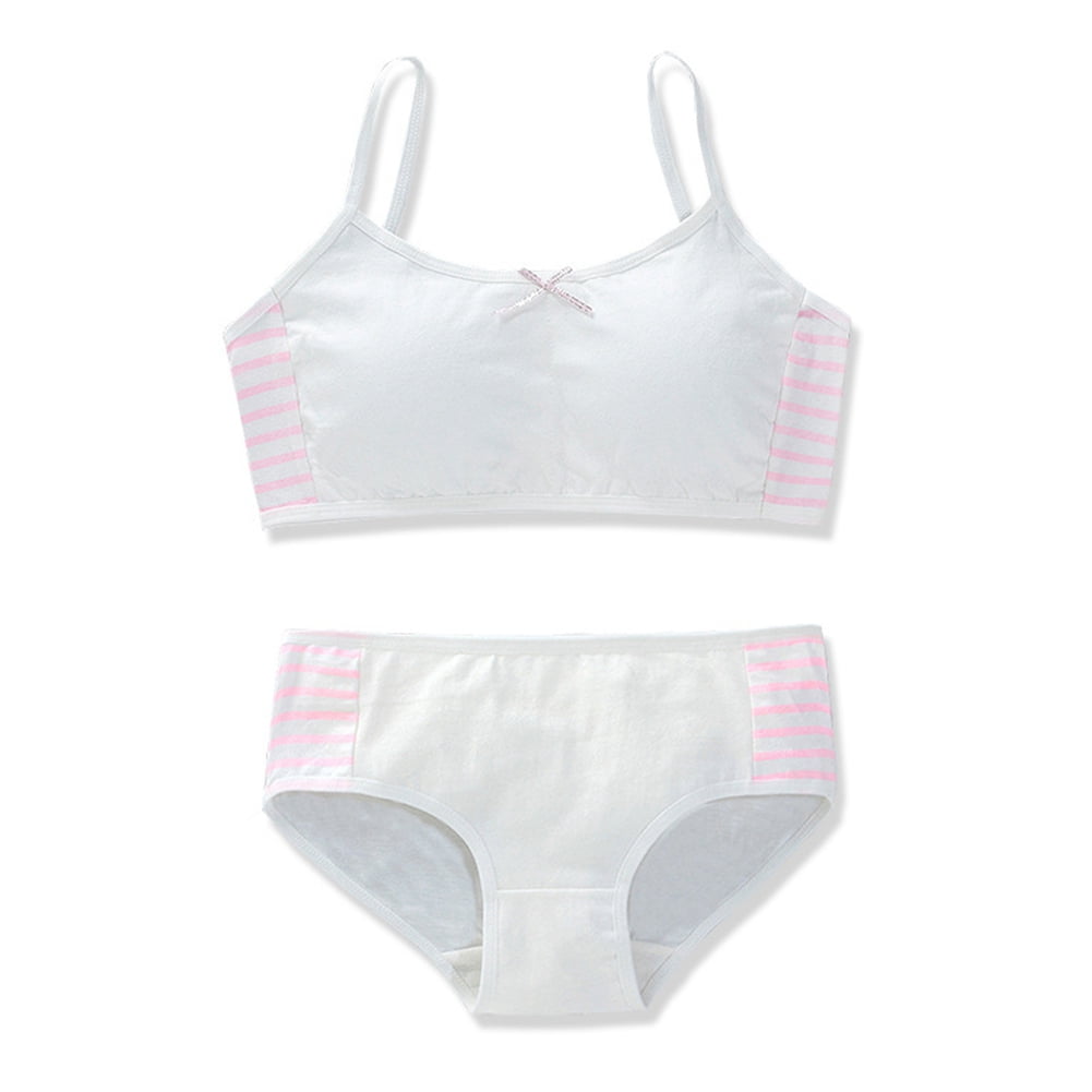 Uccdo Girls Matching Training Bra Panties Set Seamless Sports Bralette ...