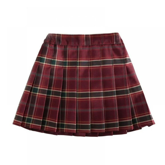 Uccdo Girls Plaid Pleated Skirt with Shorts School Girls Uniform Mini Skirts High Waist A-Line Tennis Skorts 2-12 Years